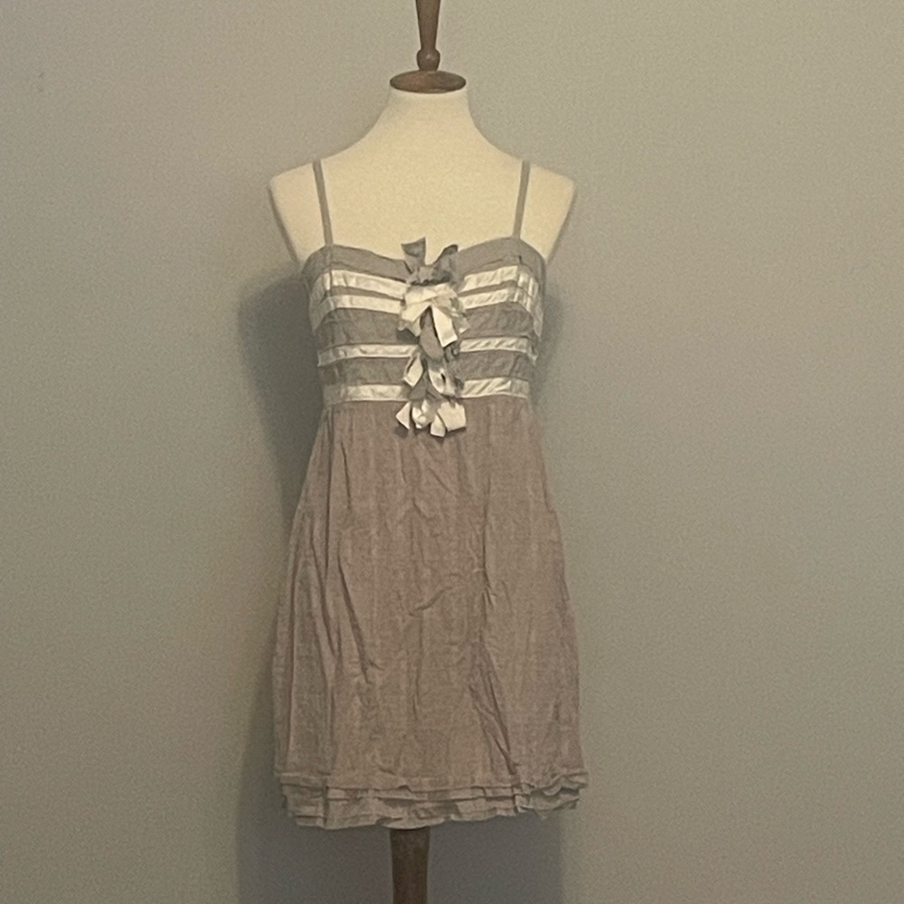 Anthropologie Feather Bone Gray Mini Dress
